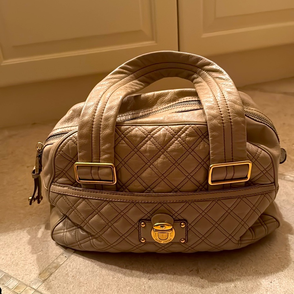 Designer Quilted Handbag with Gold Accents by Marc Jacob's